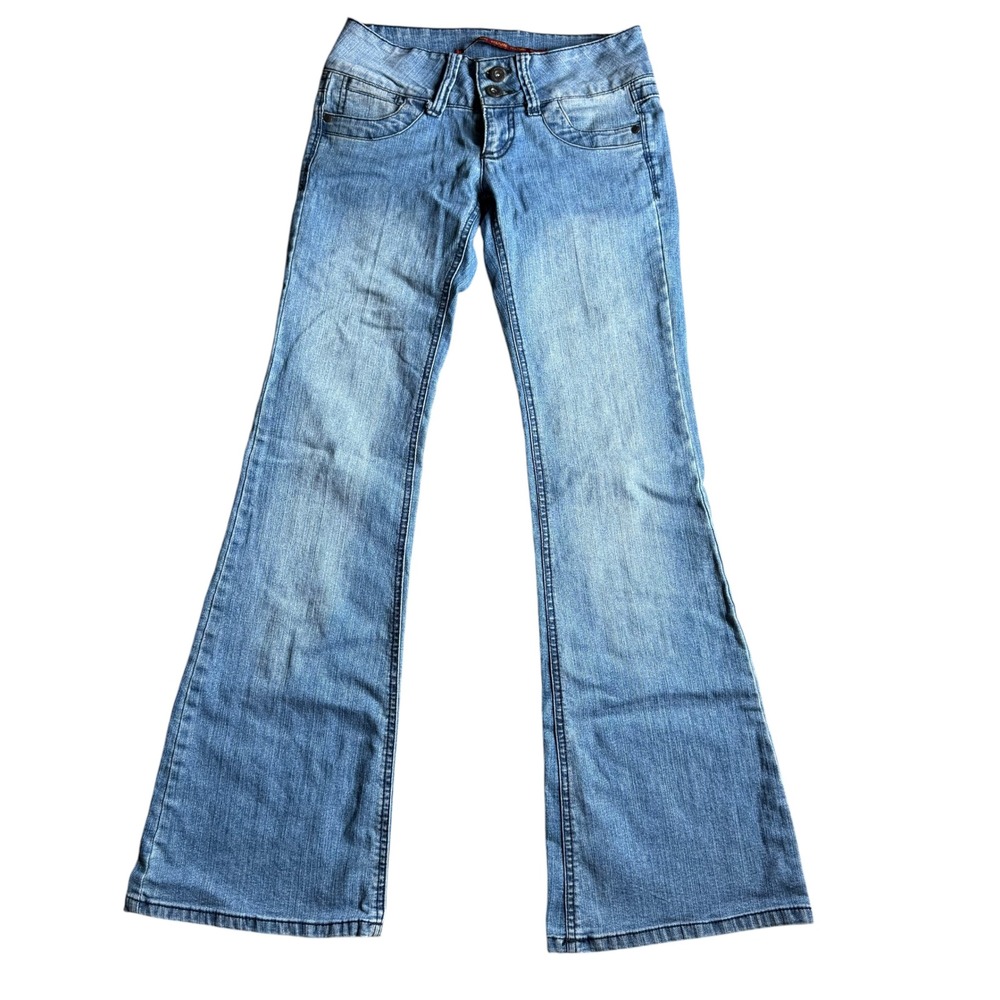 Hwy Jeans Fit & Flare Jeans Women 5 Blue Low Rise Flare Leg Denim Y2K Style